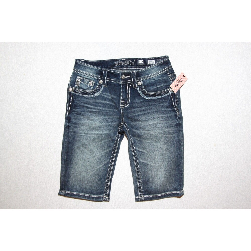 Miss Me Girls Size12 Bermuda Denim Jean Shorts